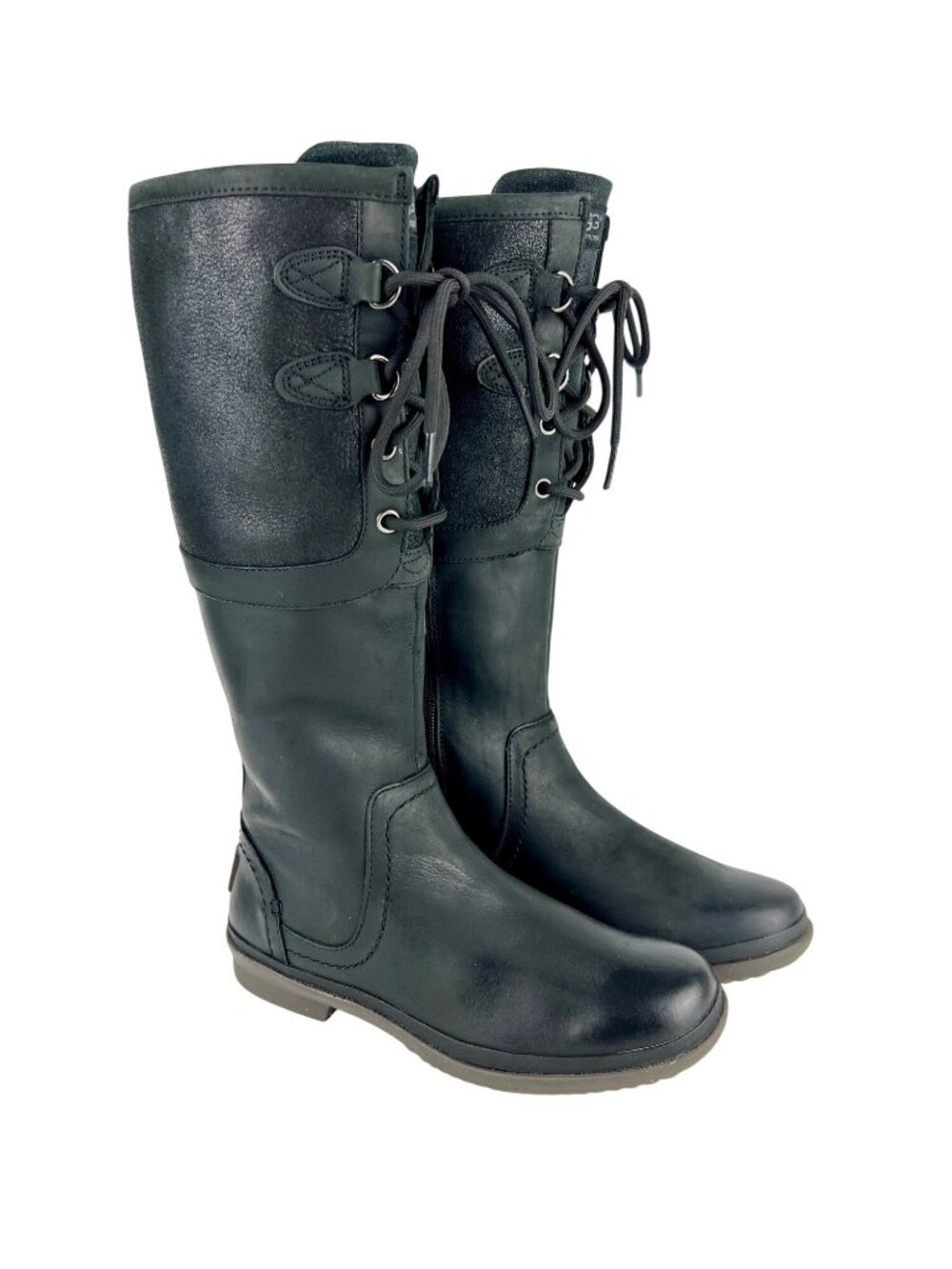 Ugg Womens Elsa Tall Boots 1008438 Black Waterproof Leather Rain Winter size 6